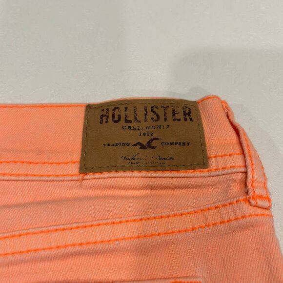 Hollister Neon Peach Distressed Cutoff Denim Shorts Size 0 W24 - Picture 4 of 7